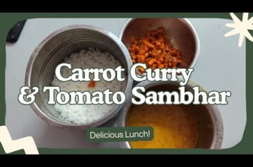 Carrot Curry & Tomato Sambhar for lunch! Simple & Healthy lunch recipes! #lunchrecipes #vegetarian