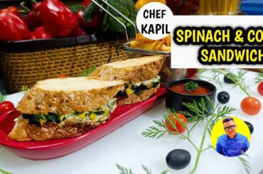 Spinach and Corn Sandwich Recipe | Healthy & Easy Veg Sandwich