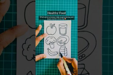 How To Draw Healthy Food Drawing| Easy Healthy Food drawing for Kids & Beginners #food #drawing
