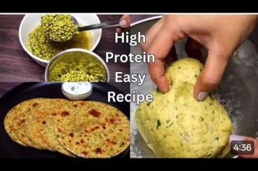 Easy Protein Rich Simple Healthy Breakfast/Dinner/Lunch Recipe | Moong Paratha | Healthy lunchbox