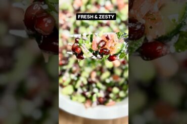 5-Minute Cucumber Tomato Salad with Pomegranate & Feta | Fresh & Healthy Recipe in Description box