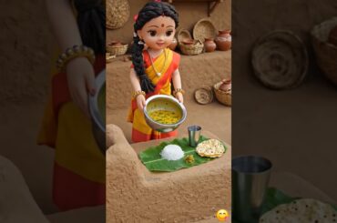 Tiny Doll Makes Dal Palak for Lunch | Miniature Kitchen ASMR #relaxingsounds #shorts