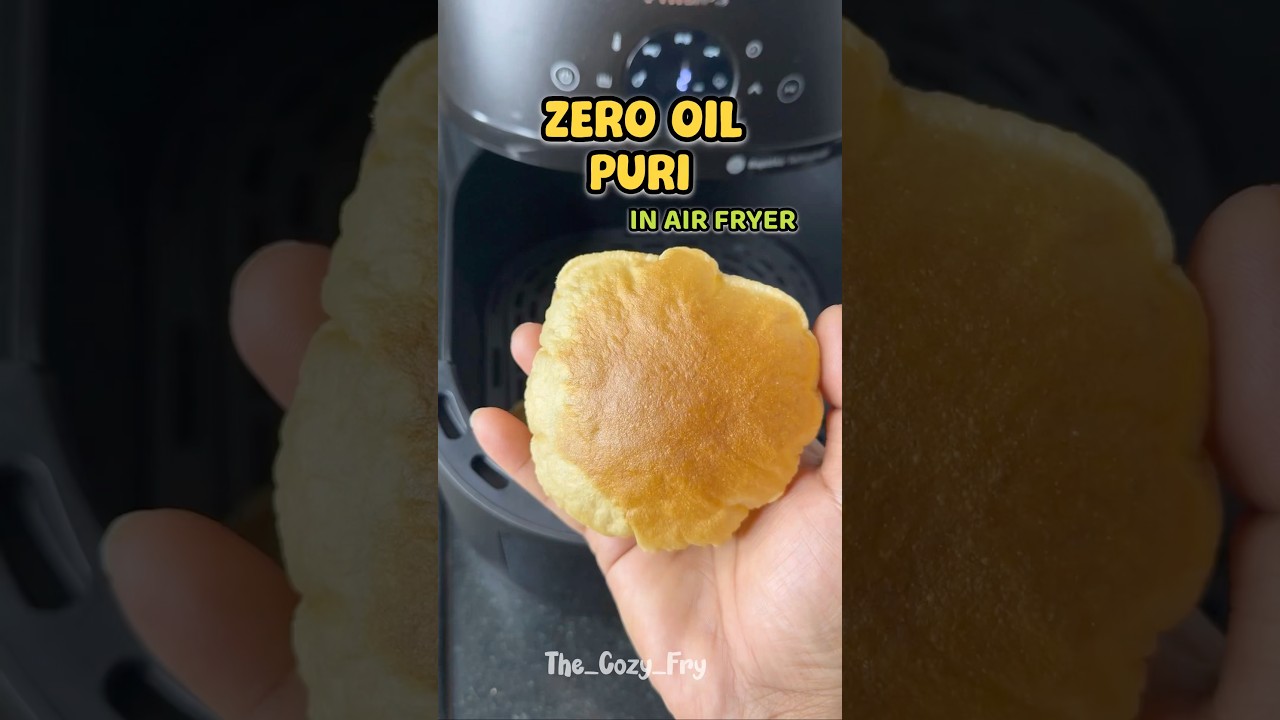 Zero Oil Puri in Airfryer | Healthy Crispy Puri Without Frying #shorts Zero Oil Puri in Airfryer | Healthy Crispy Puri Without Frying #shorts