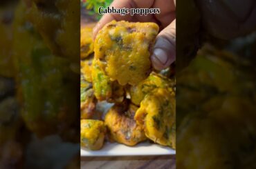 Crispy cabbage poppers | aalu stuffed cabbage pakoda #shorts#shortsfeed#viral#trending#cabbagepakoda