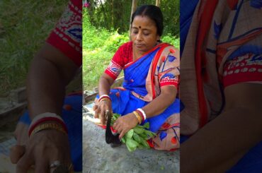 Radish Leaves recipe with brinjal and bori #shorts #radish #food #villagefood