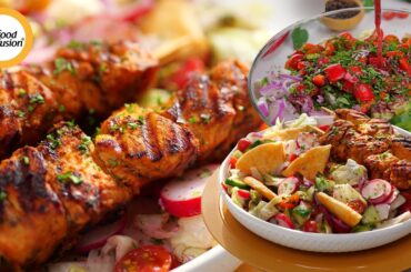 Healthy Fattoush Salad with Chicken Skewers Recipe By Food Fusion (Ramadan Special)