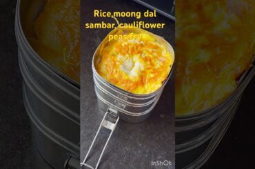 Healthy Lunch Box Ideas : Rice with yellow moongdal Sambar, Cauliflower peas fry#foodshorts #shorts