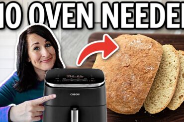 FAST & EASY No-Knead Peasant Bread in the AIR FRYER!?!? FUN Air Fryer Recipes!