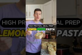 Lemon Pesto Chicken Pasta High Protein Meal Prep Recipe #shorts