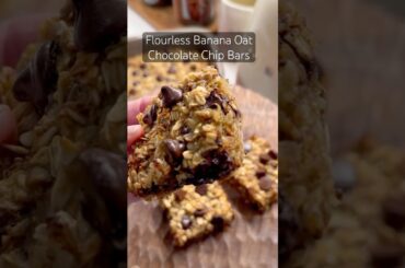 FlourlessBanana Oat ChocolateChip Bars #healthy #shorts#food #cooking #easyrecipe #flourless#recipe
