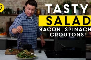 A Proper TASTY Crispy Bacon & Spinach Salad | Jamie Oliver