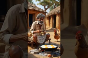 Hungry farmer eats all his chickens' eggs to make an omelette #ai #pigeon #hen#sandwich
