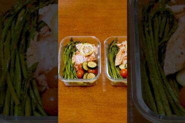 Meal Prep Salmon & Veggies In ONE PAN (High Protein!) #shorts #healthydinnerideas