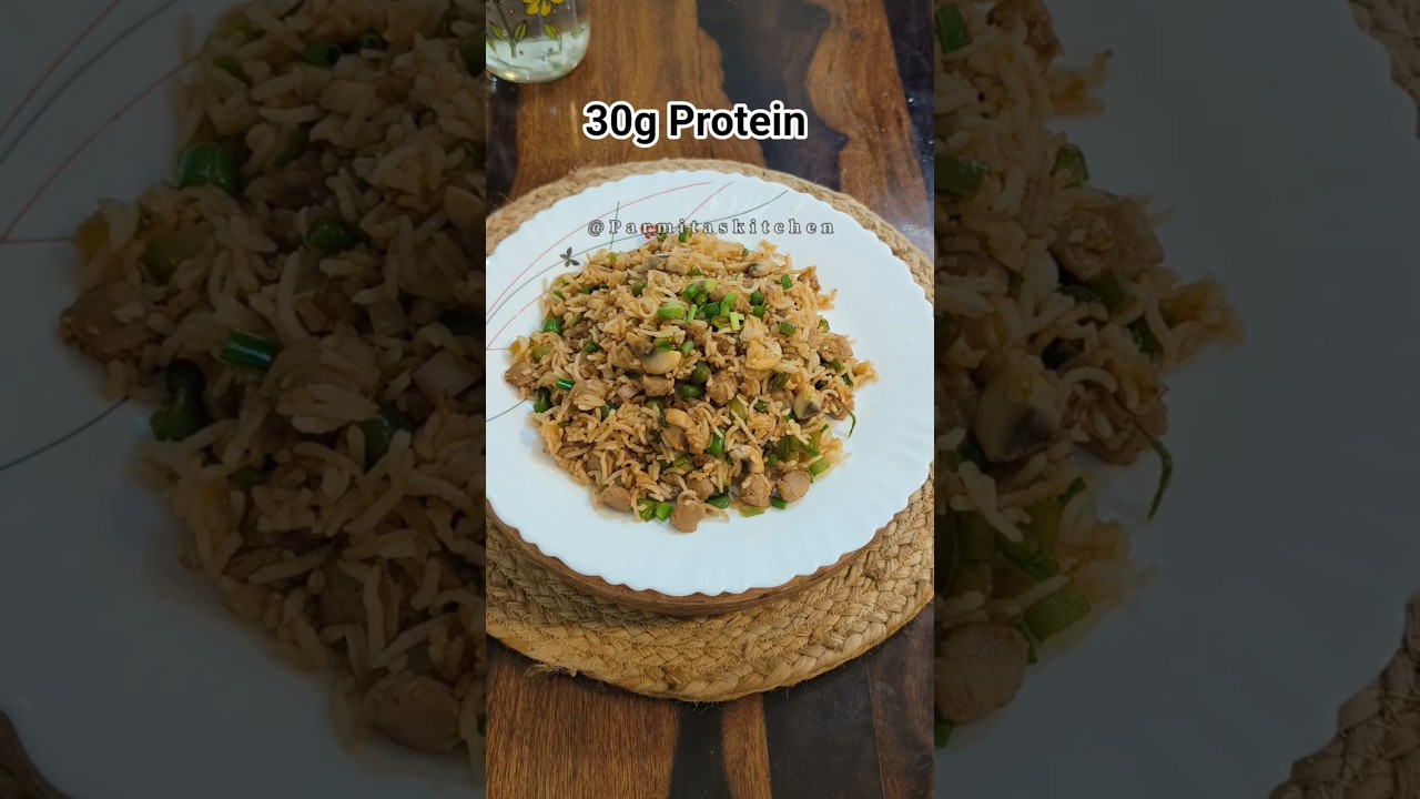 High Protein Fried Rice ( 30g Protein) | 1 Minute Healthy Recipe #shorts High Protein Fried Rice ( 30g Protein) | 1 Minute Healthy Recipe #shorts