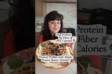 Start your day strong! High Protein Low Calorie Waffles with Maple Peanut Butter Drizzle Breakfast!