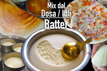 Mix dal dosa / idli recipe | high protein breakfast recipe | healthy uttapam | crispy dosa recipe