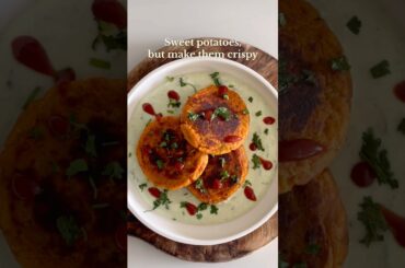 Crispy Sweet Potato Tikkis with Hung Curd Dip | Healthy & Easy Vegetarian Meal #sweetpotatorecipes