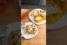 Easy Air Fryer Stuffed Peppers (Healthy Chicken Dinner)