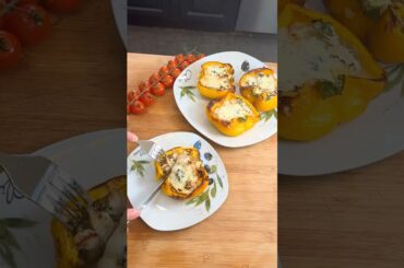 Easy Air Fryer Stuffed Peppers (Healthy Chicken Dinner)