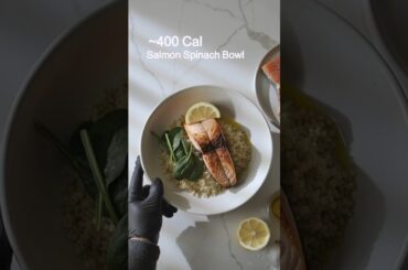 400 Cal Salmon Quinoa Spinach Bowl (~32g Protein, Omega-3) #salmon #lowcal #highprotein #realfood