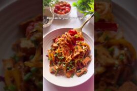 Low Calorie Noodles Recipe | Spicy Peanut Butter Shirataki Noodles | Healthy Dinner #shorts