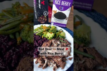 High Protein Healthy Lunch Idea | Black Rice Berry | Red Deer meat | Vegetables