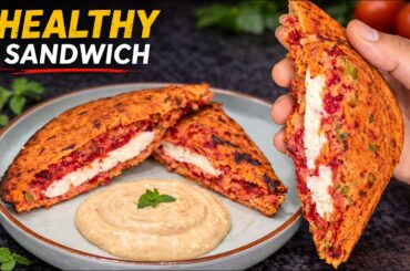 No Bread Veg Sandwich | Quick Healthy Lunch Box Idea Protein Rich Sandwich | Breadless Healthy Snack
