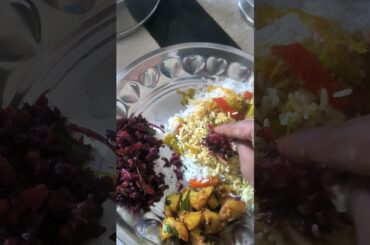 lunch.....! #foodies #food #healthy #cooking#beetroot  #sambar#rice#babycorn#@ushaboominathan