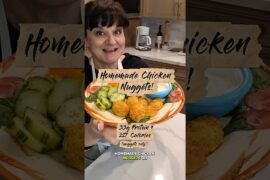 High protein, low calorie, and so quick & easy! Homemade Chicken Nuggets! #highprotein #lowcalorie