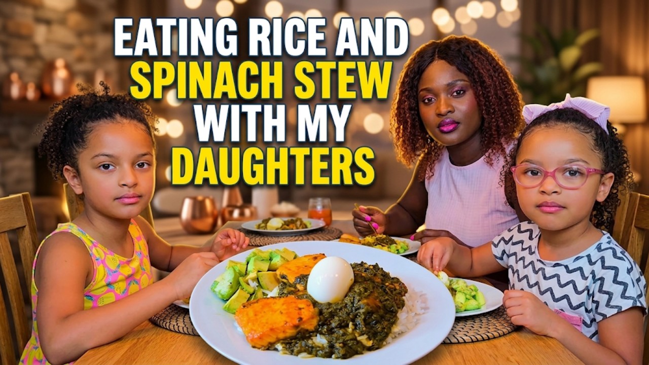 Eating Rice and Spinach Stew with My Daughters | Healthy Family Dinner Vlog Eating Rice and Spinach Stew with My Daughters | Healthy Family Dinner Vlog