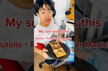 HEALTHY and FUN SNACK IDEA/NUTELLA and PEANUT BUTTER TOAST.