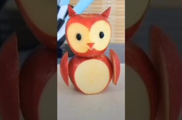Easy Fruit Carving: DIY Apple Owl for Kids' Snacks #shorts #diy #carving #fruitcarving