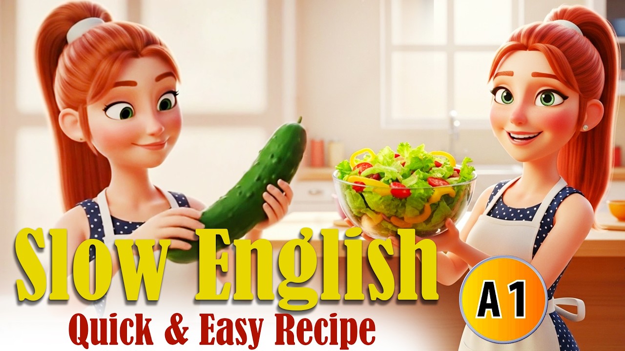 5 Minute Quick Green Salad Recipe | Healthy Salad Recipe | A1 Level English | Slow English Learning 5 Minute Quick Green Salad Recipe | Healthy Salad Recipe | A1 Level English | Slow English Learning