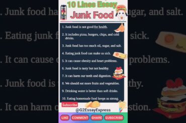 10 lines easy writing on junk food