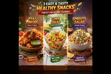 3 Easy & Tasty Snacks | Pyaj Pakode, Corn Salad & Sprouts Salad Recipe #viral #trending #shorts