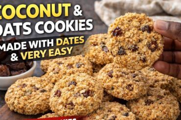 No Oven Coconut Oats Cookies | Made With Dates | Easy Healthy Snack