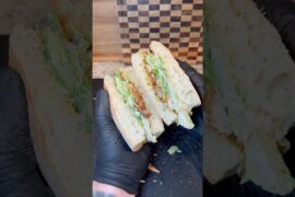 This chicken Caesar sandwich hits the spot!! #shorts #grilled #food #recipe #youtubeshorts #healthy