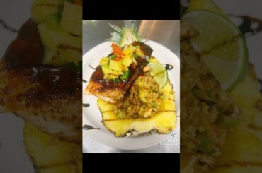 Bourbon Jerk Salmon With Pineapple Fried Rice