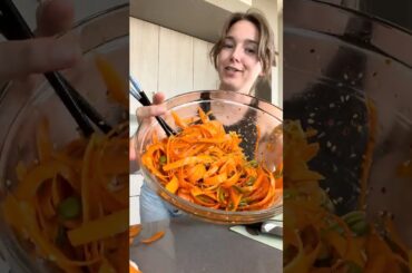 Making the viral carrot salad #carrot #carrotsalad #saladrecipe