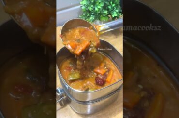 Lunch Recipe:Rice n veg kulambu | chicken fry n fruit #shortsfeed #lunchideas #lunchbox