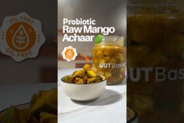 Probiotic Oil Free Raw Mango Pickle #recipe #food #healthyfood #fermentation #healthyrecipes