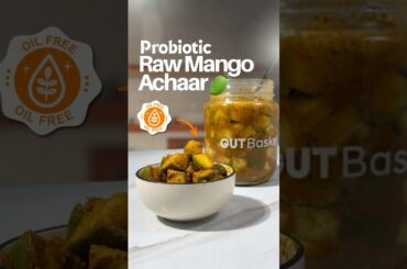 Probiotic Oil Free Raw Mango Pickle #recipe #food #healthyfood #fermentation #healthyrecipes