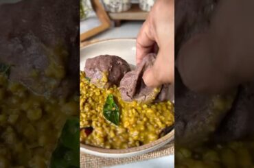 Ragi Kali with Pacha Payaru Kuzhambu | Soft Ragi Mudde | Green Moong Dal #shorts #ragi