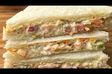 Super Tasty Veg Sandwich Recipe | Easy Healthy Sandwich at Home | Onion Carrot Cucumber Sandwich |