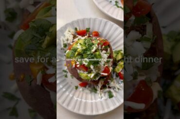 30 Minutes to These Loaded Sweet Potato Taco Boats #highproteinmeals #healthydinnerideas