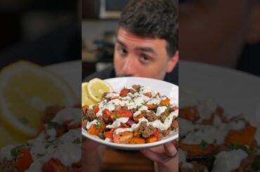 Greek Style Beef & Sweet Potato Bowls! #beefbowl #lunchideas #easyrecipes