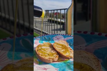 The sound of fresh olive oil on warm bread #asmr #satisfying