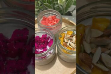 #chiaseeds#oats#pudding#fruits #mango #watermelon #dragonfruit