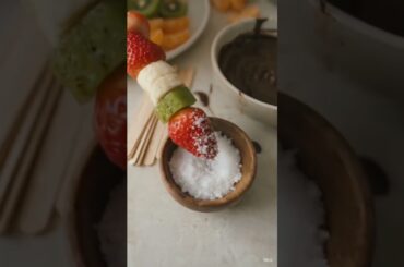 Chocolate Sea Salt Fruit Skewers! Healthy & Easy