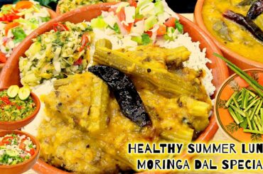 Healthy Summer Lunch Recipe | Moringa Phali Dal With Raw Mango Kachumar Chutney & Fresh Salad